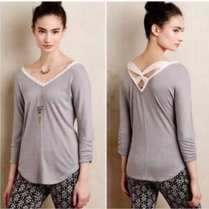 Anthropologie XS DELETTA Mara Tee crisscross strap back 3/4 sleeve
